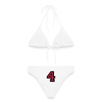 Zahl 4 - Nummer 4 (Rot) Nr. 4 - Frauen Bikini - Weiß - Hinten - AI Model Female 172 dark (172cm)