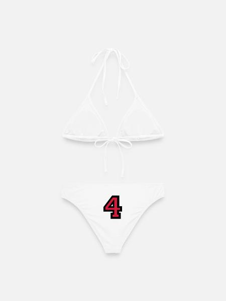 Zahl 4 - Nummer 4 (Rot) Nr. 4 - Frauen Bikini - Weiß