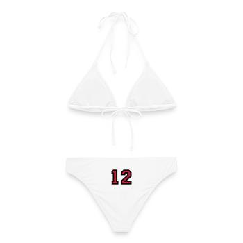 Zahl 12 - Nummer 12 (Rot) Nr. 12 - Frauen Bikini - Weiß - Hinten - AI Model Female 172 dark (172cm)