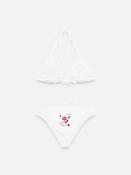 Sommerblume mit Marienkäfer und Ameisen - Frauen Bikini - Weiß