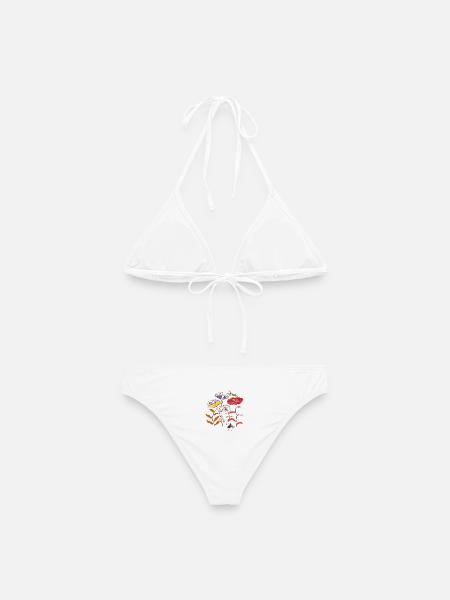 Gartenblumen mit Insekten - Frauen Bikini - Weiß