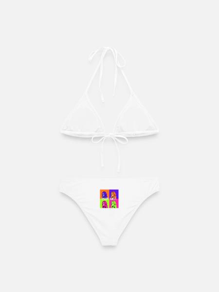 Pop Art Frauenporträt in Pastellfarben - Frauen Bikini - Weiß