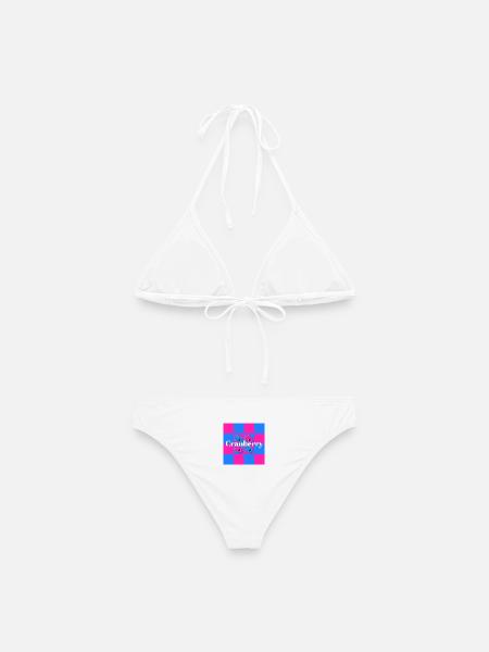 Lebendige Beerenmuster auf Farbblock-Hintergrund - Frauen Bikini - Weiß