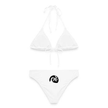 Plage de palmiers - Bikini femme - blanc - Dos - AI Model Female 172 dark (172cm)