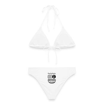 Visage de monstre ondulé - Bikini femme - blanc - Dos - AI Model Female 172 dark (172cm)