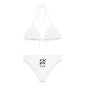 Jetzt lächele: Du bist willkommen - Frauen Bikini - Weiß - Hinten - AI Model Female 172 dark (172cm)