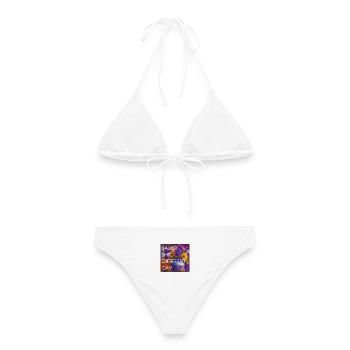 Bunte Blüten vs Alltag - Frauen Bikini - Weiß - Hinten - AI Model Female 172 dark (172cm)