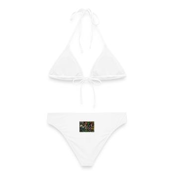 Blumenhühner-Volkskunstgarten - Frauen Bikini - Weiß - Hinten - AI Model Female 172 dark (172cm)