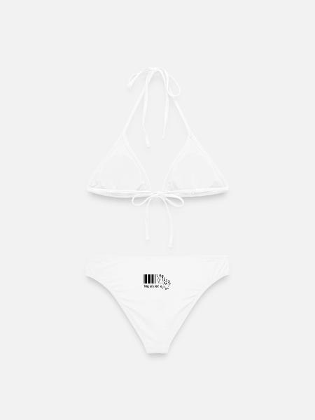 "Tanz aus der Reihe" Strichmännchen Strichcode - Frauen Bikini - Weiß