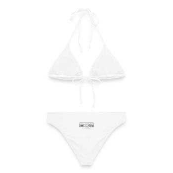 Retrotech Trio: Kassette & Game Boy - Frauen Bikini - Weiß - Hinten - AI Model Female 172 dark (172cm)