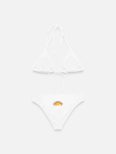 Abstraktes Farbenspiel mit warmen Tönen - Frauen Bikini - Weiß