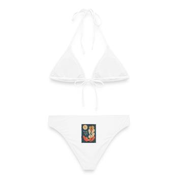 Vintage Never Dies – Retro 70s Floral Aesthetic - Frauen Bikini - Weiß - Hinten - AI Model Female 172 dark (172cm)