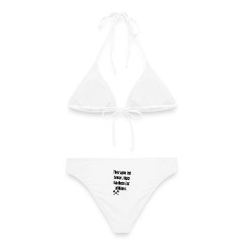 Therapie ist teuer. Holz hacken ist billiger. - Frauen Bikini - Weiß - Hinten - AI Model Female 172 dark (172cm)