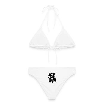 Jésus Graffiti avec un casque et lunettes de - Bikini femme - blanc - Dos - AI Model Female 172 dark (172cm)