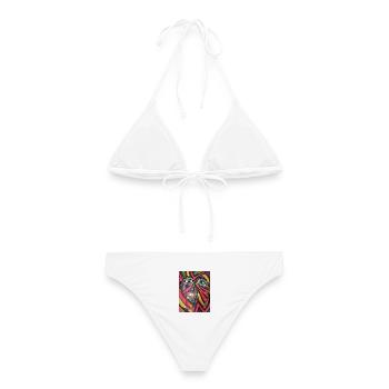 Leuchtendes Porträtmosaik - Frauen Bikini - Weiß - Hinten - AI Model Female 172 dark (172cm)