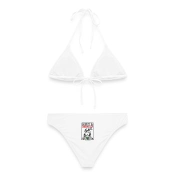 Schweigen ist Komplizenschaft, Freies Gaza, Freies Palästina - Frauen Bikini - Weiß - Hinten - AI Model Female 172 dark (172cm)