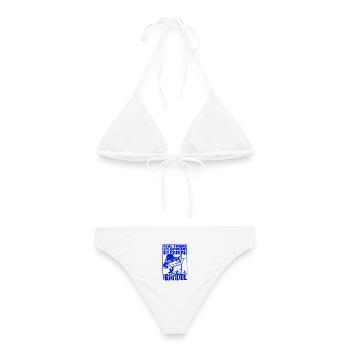 Mascotte rétro méditerranéenne bandol bateau - Bikini femme - blanc - Dos - AI Model Female 172 dark (172cm)