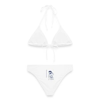 Mädchen mit einer Katze - Frauen Bikini - Weiß - Hinten - AI Model Female 172 dark (172cm)