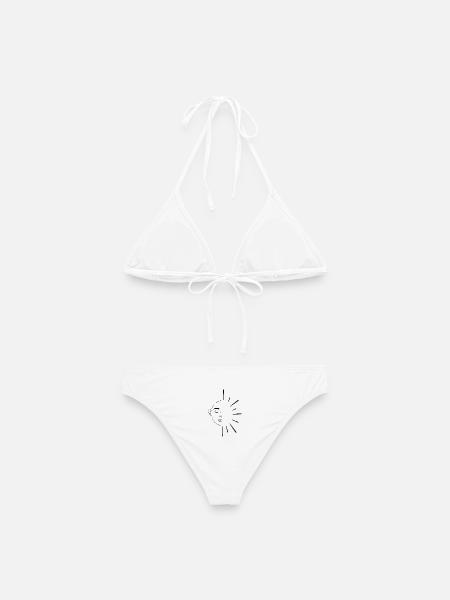 Liniensonne Gesichts-Sonnenburst - Frauen Bikini - Weiß