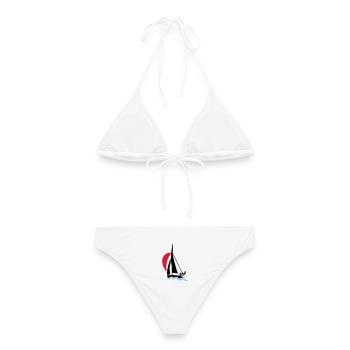 Jugend Segeljolle (420er 470er 505er) Segelboot - Frauen Bikini - Weiß - Hinten - AI Model Female 172 dark (172cm)