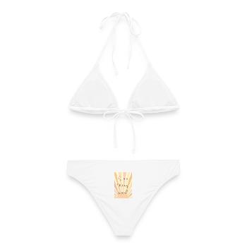 Sonnenstrahlen Special – Handlettering - Frauen Bikini - Weiß - Hinten - AI Model Female 172 dark (172cm)