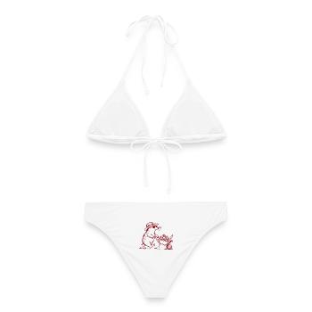 Garten Maulwurf mit Schubkarre – Vintage Line Art - Frauen Bikini - Weiß - Hinten - AI Model Female 172 dark (172cm)