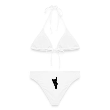Peekaboo Cat - Frauen Bikini - Weiß - Hinten - AI Model Female 172 dark (172cm)