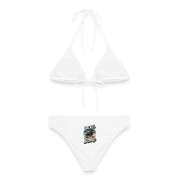 Teckel à bord Teckel à poil dur sur le skateboard - Bikini femme - blanc - Dos - AI Model Female 172 dark (172cm)