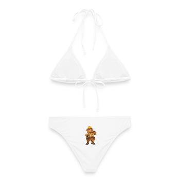 Capybara Bauarbeiter - Frauen Bikini - Weiß - Hinten - AI Model Female 172 dark (172cm)