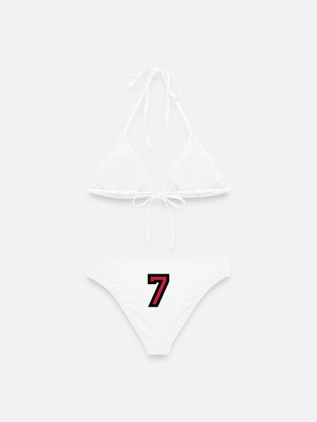 Zahl 7 - Nummer 7 (Rot) Nr. 7 - Frauen Bikini - Weiß