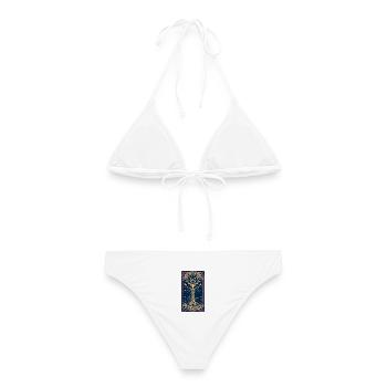 Mystic Willow Wish Tarot T-Shirt - Dark Aesthetic  - Frauen Bikini - Weiß - Hinten - AI Model Female 172 dark (172cm)