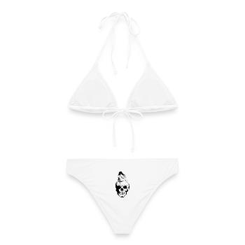Meerjungfrau auf Schädel - Frauen Bikini - Weiß - Hinten - AI Model Female 172 dark (172cm)