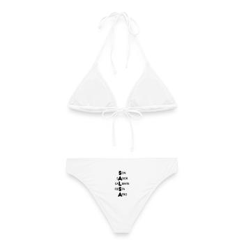 SALSA: Son, Sabor, Caliente, Fiesta, Afro - Frauen Bikini - Weiß - Hinten - AI Model Female 172 dark (172cm)