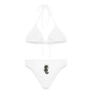 Wikinger-Seepferdchen - Frauen Bikini - Weiß - Hinten - AI Model Female 172 dark (172cm)