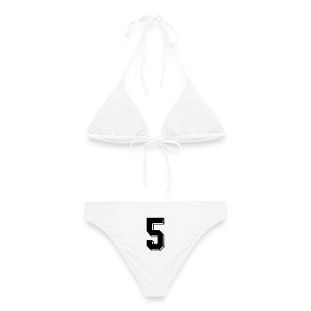 Retroshirt BRD 1974 WM EM 2024 50 Jahre Jubiläum - Frauen Bikini - Weiß - Hinten - AI Model Female 172 dark (172cm)