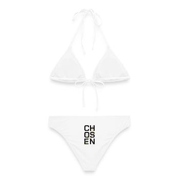Chosen Schriftzug Vögel Tattoo Gold - Frauen Bikini - Weiß - Hinten - AI Model Female 172 dark (172cm)