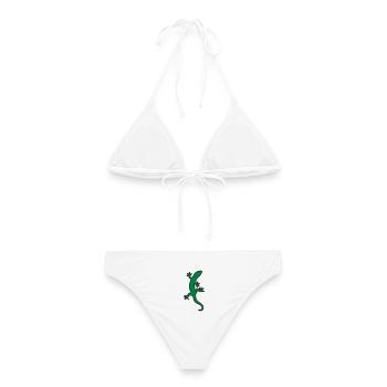 Gecko de salamandre lézard - Bikini femme - blanc - Dos - AI Model Female 172 dark (172cm)