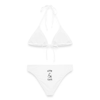 Thème d’haltérophilie à main forte - Bikini femme - blanc - Dos - AI Model Female 172 dark (172cm)