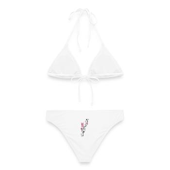 Tribal Schmetterling Blume Ornament - Frauen Bikini - Weiß - Hinten - AI Model Female 172 dark (172cm)