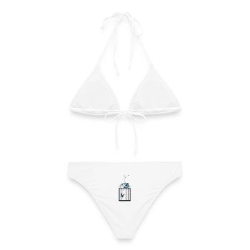 LASS MICH RAUS - Frauen Bikini - Weiß - Hinten - AI Model Female 172 dark (172cm)