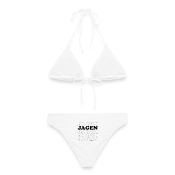 Jagen Backprint Jäger Jägerin Jagd Weidmannsheil - Frauen Bikini - Weiß - Hinten - AI Model Female 172 dark (172cm)