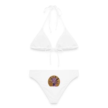 Purple Palm - Frauen Bikini - Weiß - Hinten - AI Model Female 172 dark (172cm)