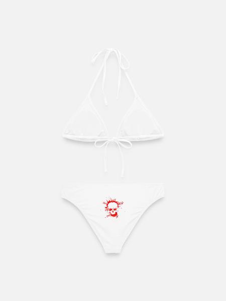 Roter Totenkopf 069 Headshot - Frauen Bikini - Weiß