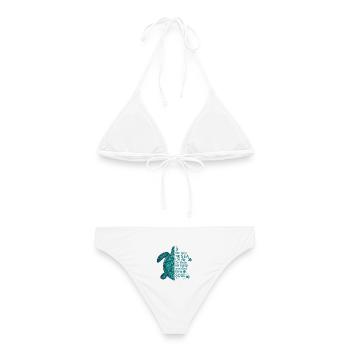 schildkrote into the sea meerliebe natur - Frauen Bikini - Weiß - Hinten - AI Model Female 172 dark (172cm)