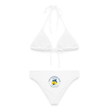 Amalfiküste Zitrone und leuchtende Blätter - Frauen Bikini - Weiß - Hinten - AI Model Female 172 dark (172cm)