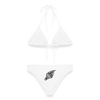 Volant à flammes - Bikini femme - blanc - Dos - AI Model Female 172 dark (172cm)
