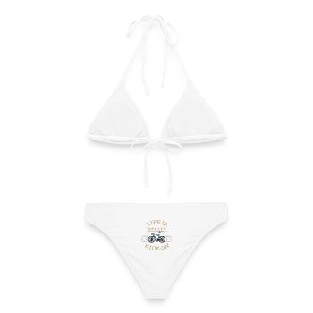 Fahrrad fahren - Frauen Bikini - Weiß - Hinten - AI Model Female 172 dark (172cm)