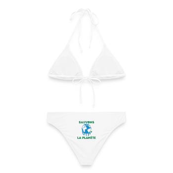 Sauvons la planète ! Sauver planète. Sauver Terre. - Bikini femme - blanc - Dos - AI Model Female 172 dark (172cm)