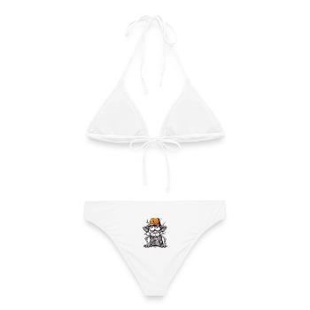 singe humoristique avec illustration de casquette - Bikini femme - blanc - Dos - AI Model Female 172 dark (172cm)