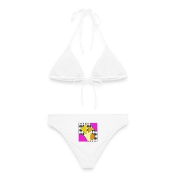 Geometrische Abstraktion Neon Pink - Frauen Bikini - Weiß - Hinten - AI Model Female 172 dark (172cm)